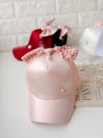 کلاه کپ پاپیونی دخترانه/کلاه کودک صورتی - تصویر 3